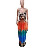 Sexy Leopard Gradient Spaghetti Strap Maxi Dress MEM-8352
