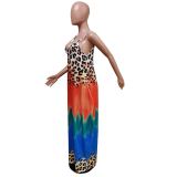 Sexy Leopard Gradient Spaghetti Strap Maxi Dress MEM-8352