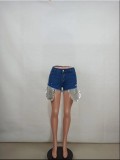 Denim Sexy Sequied Pocket Bodycon Jeans Shorts YD-8375