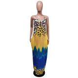 Sexy Leopard Gradient Spaghetti Strap Maxi Dress MEM-8352