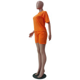 Solid T Shirt Pocket Shorts Casual Two Piece Sets TR-1131