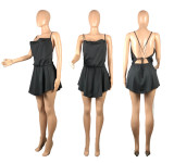 Fashion Solid Color Backless Tie Up Mini Dress WSM-K2016