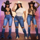 Plus Size Denim Ripped Hole Skinny Jeans Pants LX-6885