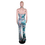 Paisely Print Halter Backless Flare Jumpsuit MK-3052