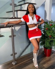Sexy Short Sleeve Crop Top Mini Skirt 2 Piece Sets LX-6893