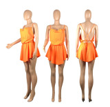 Fashion Solid Color Backless Tie Up Mini Dress WSM-K2016