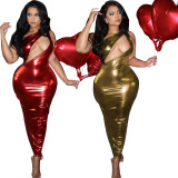 Sexy One Shoulder Hollow Party Club Maxi Dress MK-3053