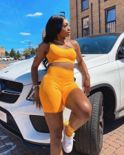 Solid Fitness Tank Top And Shorts 2 Piece Sets QY-5241