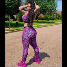 Casual Fitness Printed Two Piece Pant Sets LSL-6431