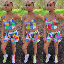 Paisley Print Cami Top And Shorts 2 Piece Sets GLF-8134