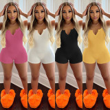 Solid Ribbed Sleeveless Skinny Romper GLF-8114