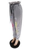 Casual Loose Printed Sashes Long Pants WSYF-5856