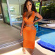 Sexy Solid Backless Long Skirt 2 Piece Sets GLF-7015