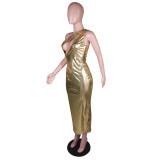 Sexy One Shoulder Hollow Party Club Maxi Dress MK-3053