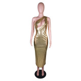 Sexy One Shoulder Hollow Party Club Maxi Dress MK-3053