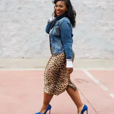 Leopard Print Split Midi Skirt OLYF-6052