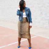 Leopard Print Split Midi Skirt OLYF-6052