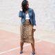 Leopard Print Split Midi Skirt OLYF-6052