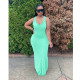 Solid Sleeveless Strap Split Maxi Dress OMY-0018