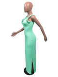 Solid Sleeveless Strap Split Maxi Dress OMY-0018