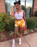 Fashion Vest And Patchwork Print Shorts Two Piece Sets NM-8344