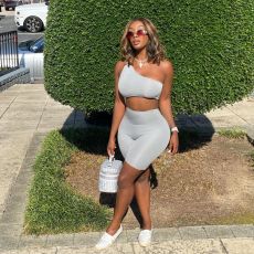 Solid One Shoulder Sleeveless Hollow Romper LDS-3269