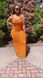 Solid Sleeveless Strap Split Maxi Dress OMY-0018