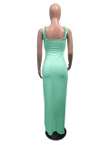 Solid Sleeveless Strap Split Maxi Dress OMY-0018