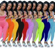 Plus Size Solid Sleeveless Skinny Jumpsuits DAI-8245