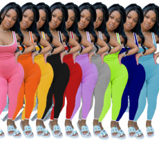 Plus Size Solid Sleeveless Skinny Jumpsuits DAI-8245