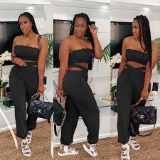 Solid Color Fashion Tube Top And Pants  Two Piece Sets NM-8357