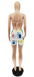 Fashion Sexy Graffiti Print Halter Rompers WSYF-5852
