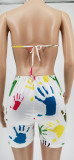Fashion Sexy Graffiti Print Halter Rompers WSYF-5852