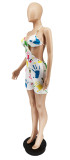 Fashion Sexy Graffiti Print Halter Rompers WSYF-5852