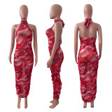 Sexy Mesh Printed Sleeveless Maxi Dress NIK-235
