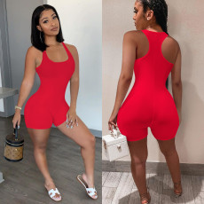 Solid Sleeveless Skinny Tank Romper NIK-240