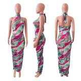 Sexy Mesh Printed Sleeveless Maxi Dress NIK-235