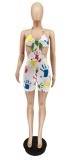 Fashion Sexy Graffiti Print Halter Rompers WSYF-5852