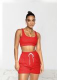 Solid Fitness Tank Top And Shorts 2 Piece Suits TR-1143