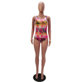 Sexy Printed Bodysuit Swimsuit+Mini Skirt TR-1141