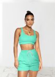 Solid Fitness Tank Top And Shorts 2 Piece Suits TR-1143