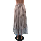Polka Dot Print Mesh Long Skirt OMY-0007