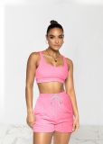 Solid Fitness Tank Top And Shorts 2 Piece Suits TR-1143