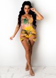 Sexy Printed Bodysuit Swimsuit+Mini Skirt TR-1141
