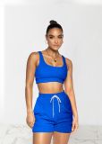 Solid Fitness Tank Top And Shorts 2 Piece Suits TR-1143