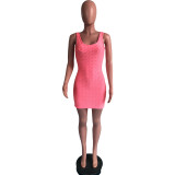 Solid Sleeveless Slim Mini Dress OMY-0011