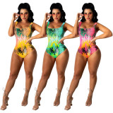 Sexy Printed Bodysuit Swimsuit+Mini Skirt TR-1141