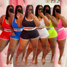 Plus Size Casual Tank Top And Shorts 2 Piece Sets WAF-7181