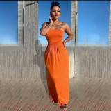 Solid Off Shoulder Strapless Maxi Dress OMY-0020