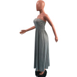 Solid Off Shoulder Strapless Maxi Dress OMY-0020